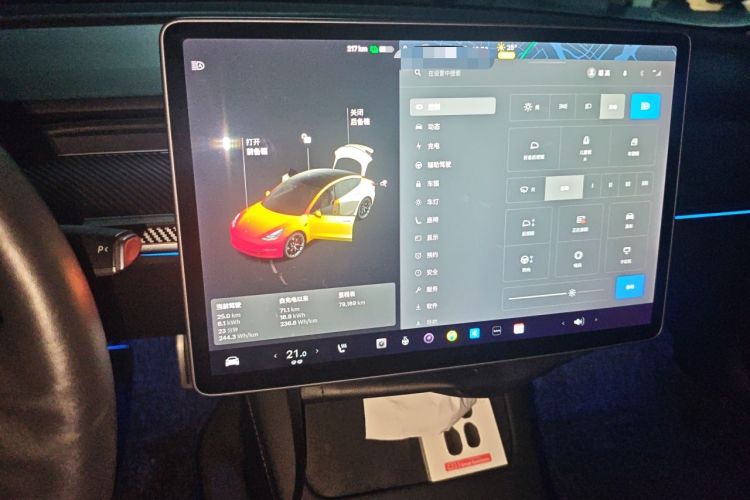 Used Tesla Model 3 2021 Performance High-Performance All-Wheel-Drive Version Audio And AC Panel