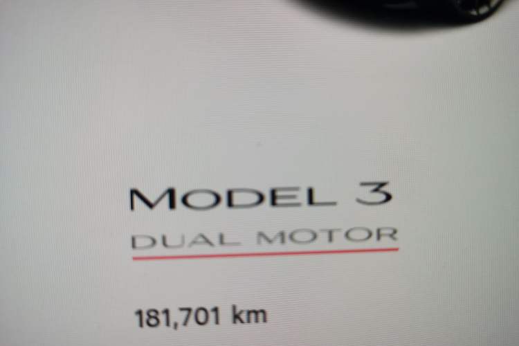 Used Tesla Model 3 2021 Performance High-Performance All-Wheel-Drive Version Odometer Close Up