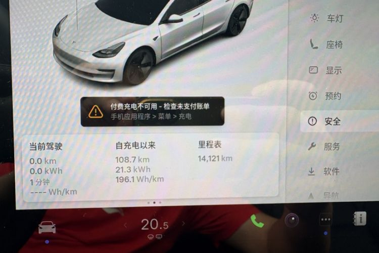 Used Tesla Model 3 2021 Revised Version Standard Range Rear-Wheel Drive Upgraded Edition 3D1 Odometer Close Up