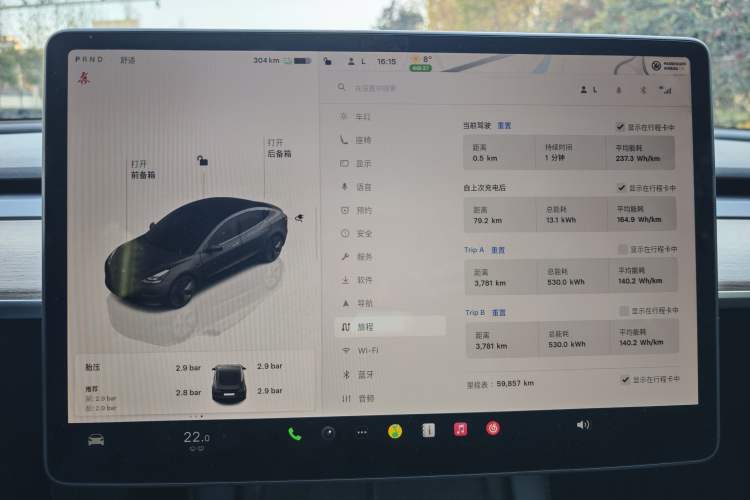 Used Tesla Model 3 2022 Rear-Wheel-Drive Version Odometer Close Up
