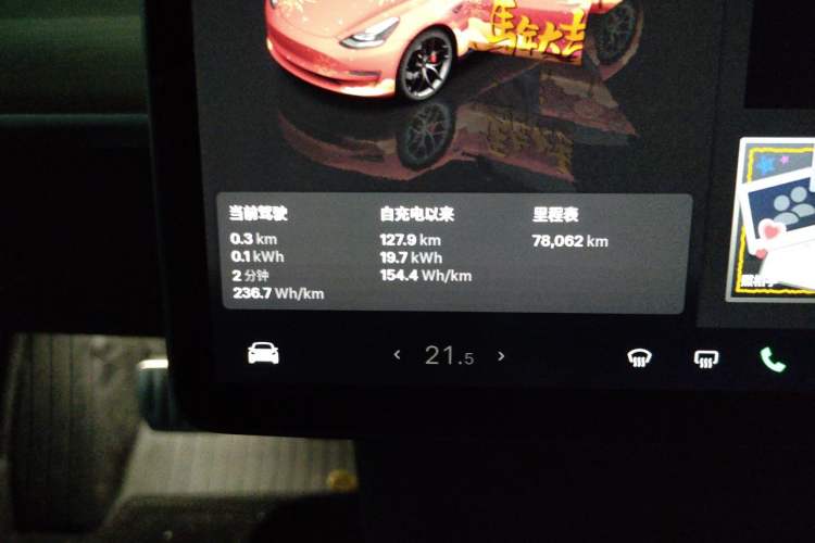 Used Tesla Model 3 2022 Performance High-Performance All-Wheel-Drive Version Odometer Close Up