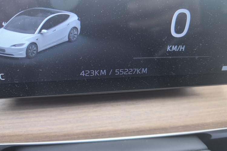 Used Tesla Model 3 2022 Performance High-Performance All-Wheel-Drive Version Odometer Close Up
