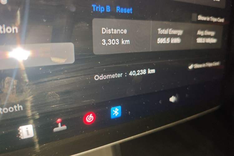 Used Tesla Model 3 2023 Long-Range All-Wheel-Drive Version Odometer Close Up