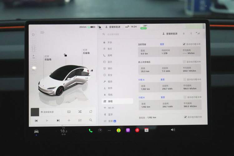 Used Tesla Model 3 2024 High-Performance All-Wheel-Drive Version Odometer Close Up