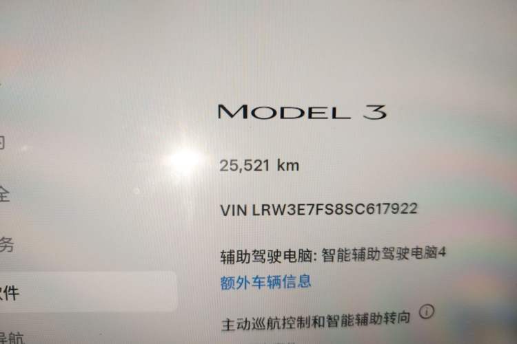 Used Tesla Model 3 2025 Rear-Wheel-Drive Version Odometer Close Up