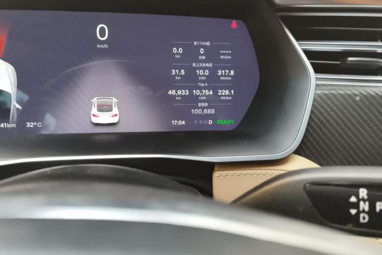 Used Tesla Model S 2014 S P85 Odometer Close Up