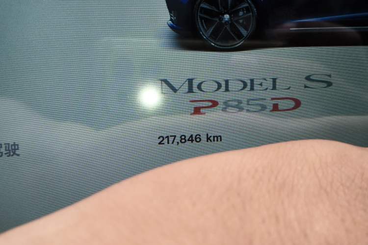 Used Tesla Model S 2015 S P85D Odometer Close Up