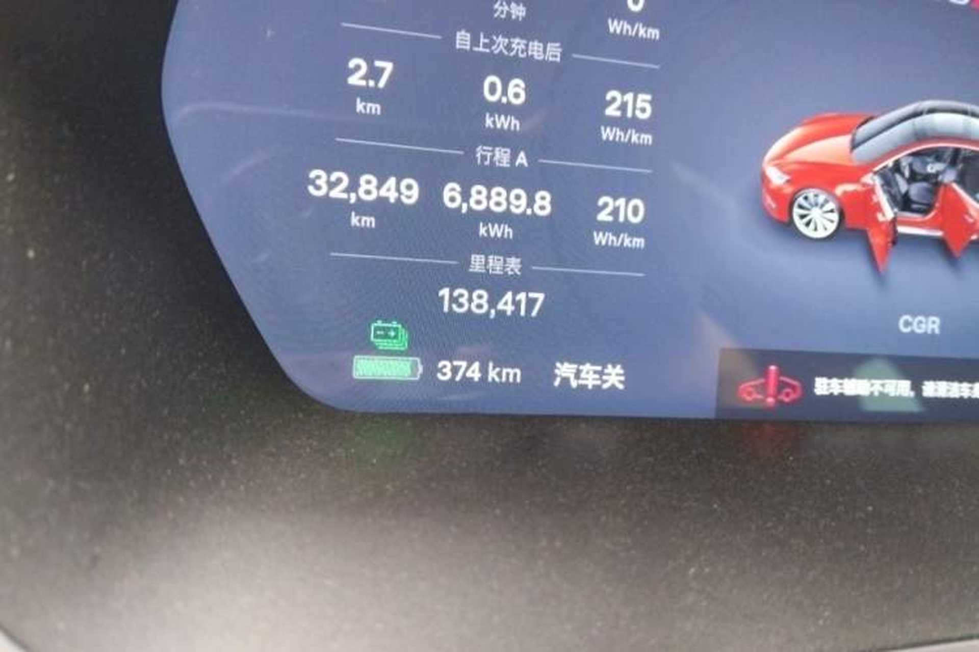 Used Tesla Model S 2015 S P85D Odometer Close Up