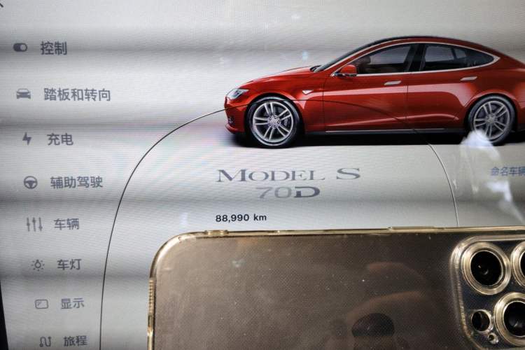 Used Tesla Model S 2015 S 70D Odometer Close Up