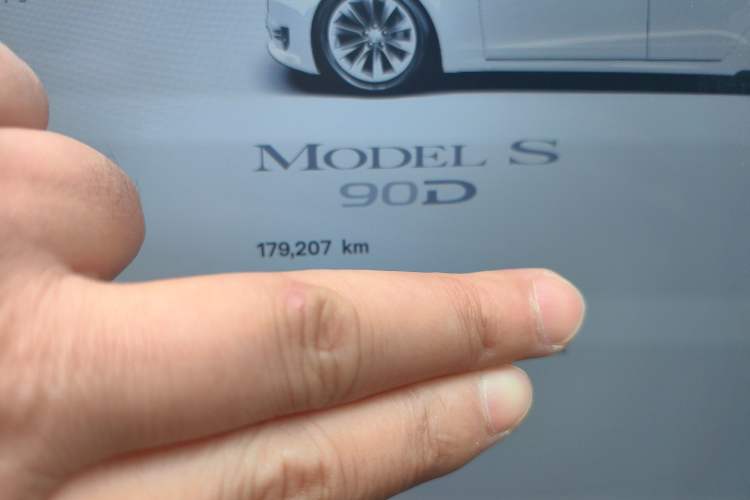Used Tesla Model S 2015 S 90D Odometer Close Up