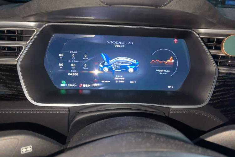 Used Tesla Model S 2016 S 75D Odometer Close Up