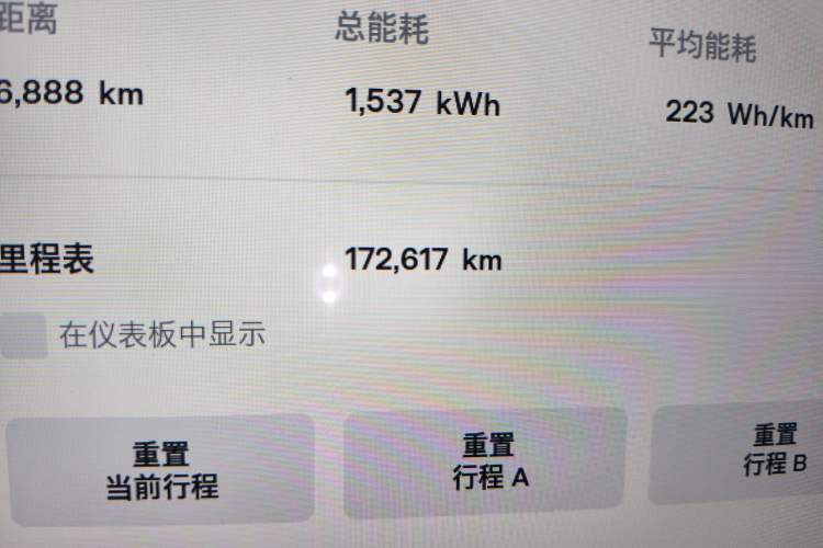 Used Tesla Model S  Odometer Close Up