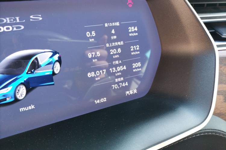 Used Tesla Model S 2017 S 100D Odometer Close Up