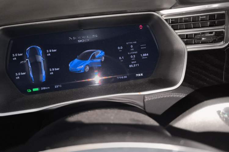 Used Tesla Model S 2017 S 90D Odometer Close Up