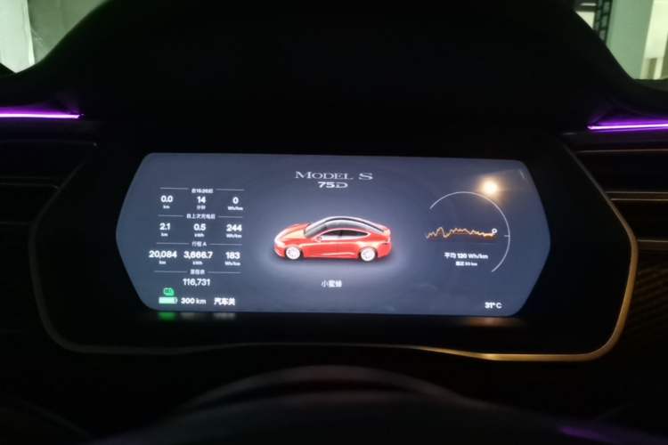 Used Tesla Model S 2017 S 75D Standard Range Edition Odometer Close Up