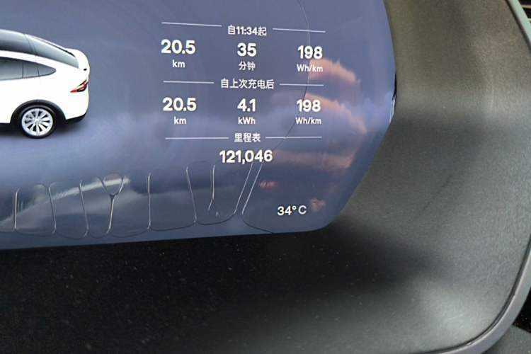 Used Tesla Model X 2016 X 90D Odometer Close Up
