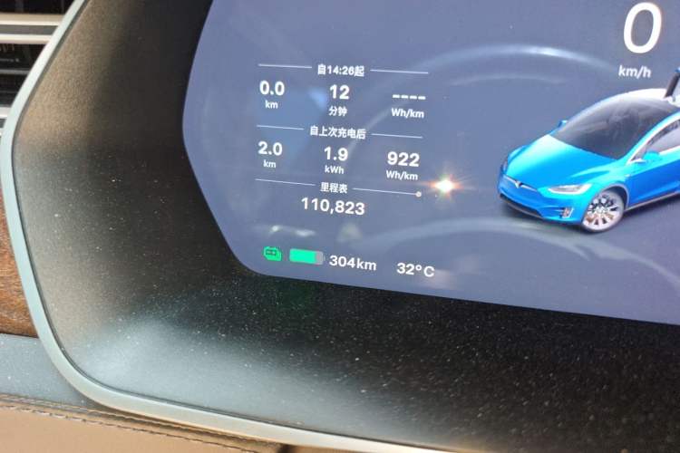 Used Tesla Model X 2017 X 100D Long Range Edition Odometer Close Up