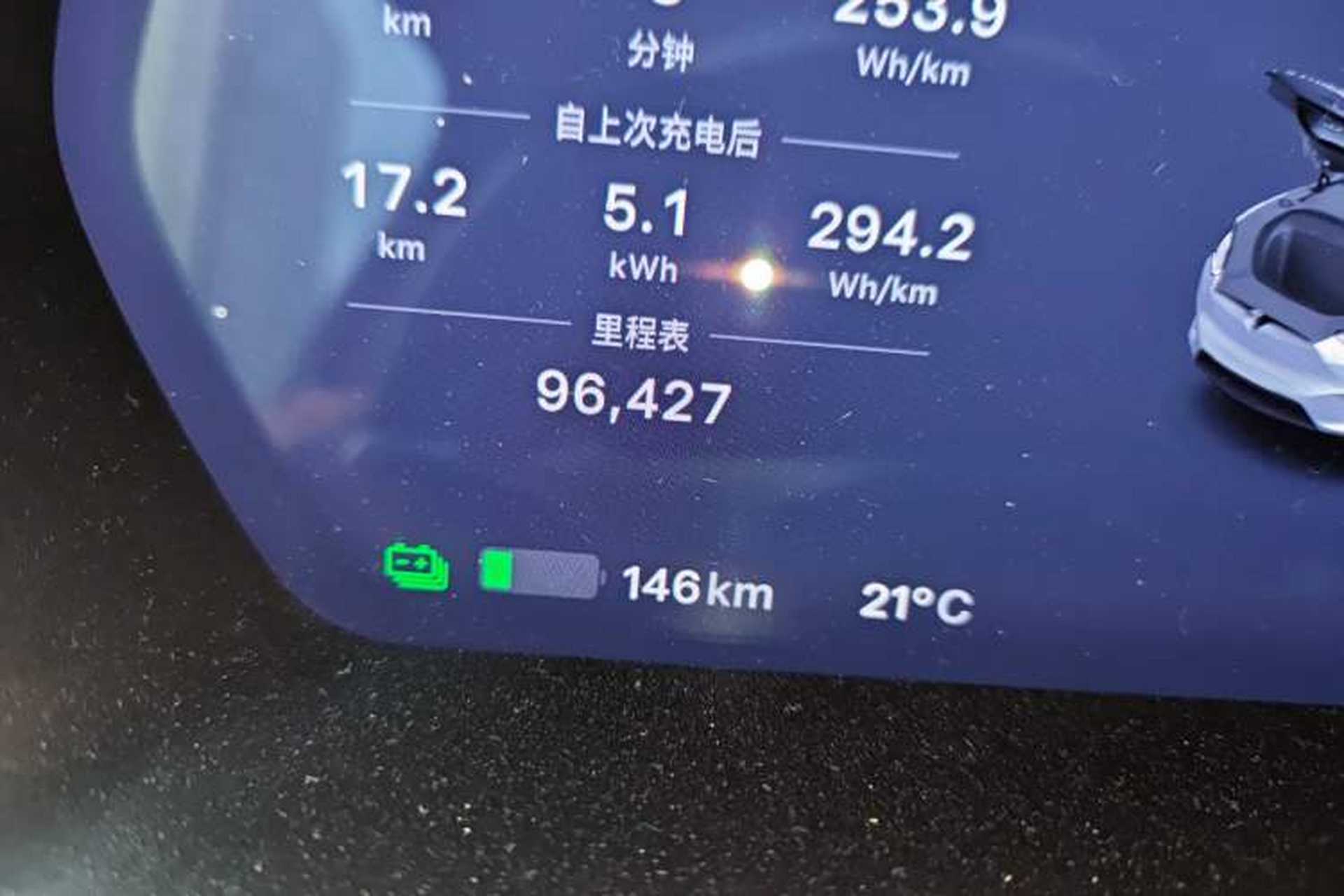 Used Tesla Model X 2017 X 100D Long Range Edition Odometer Close Up
