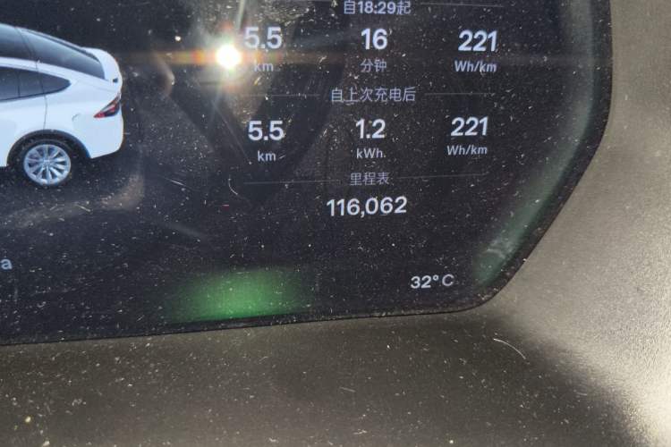 Used Tesla Model X 2017 X 100D Long Range Edition Odometer Close Up