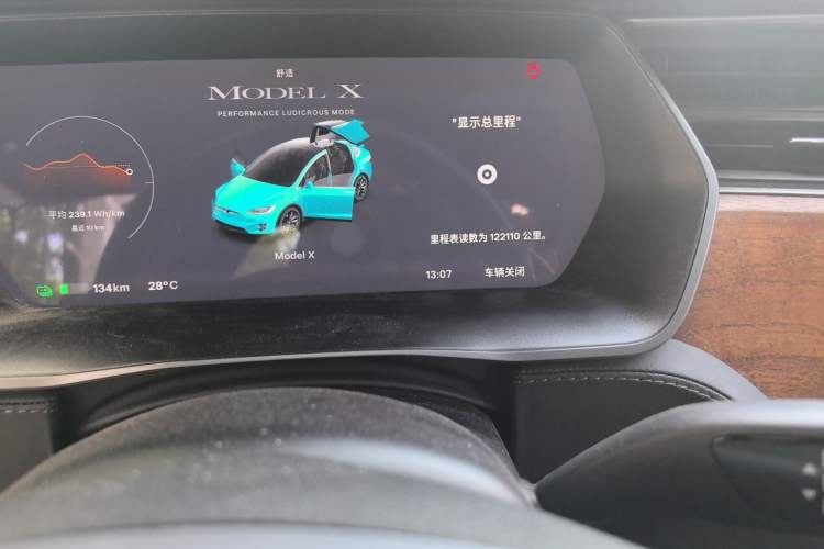 Used Tesla Model X 2019 Performance High-Performance Edition Odometer Close Up
