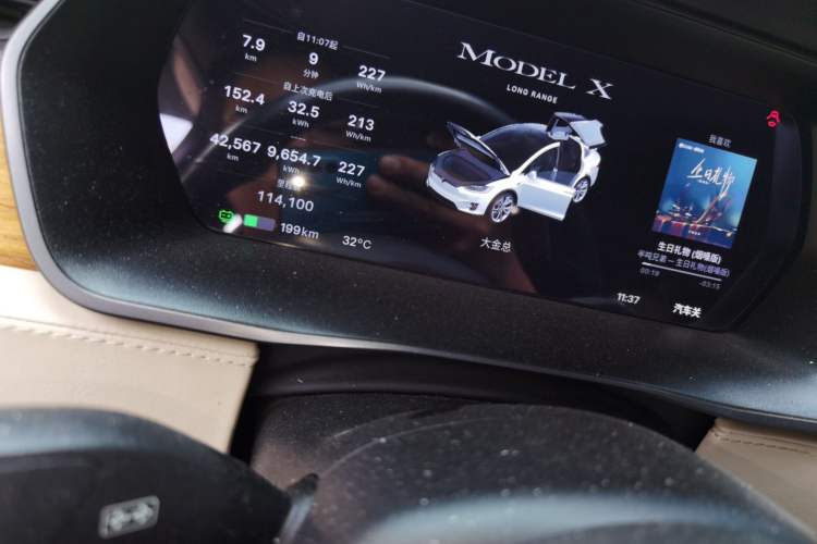 Used Tesla Model X 2019 Long-Range Version Odometer Close Up