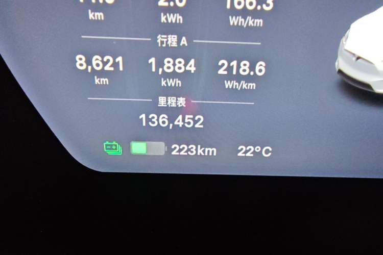Used Tesla Model X 2019 Long-Range Version Odometer Close Up