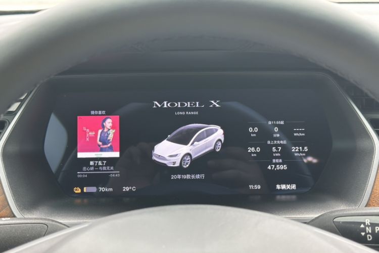 Used Tesla Model X 2019 Long-Range Version Odometer Close Up