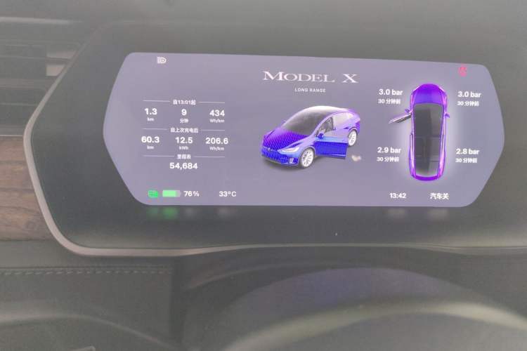 Used Tesla Model X 2019 Long-Range Version Odometer Close Up