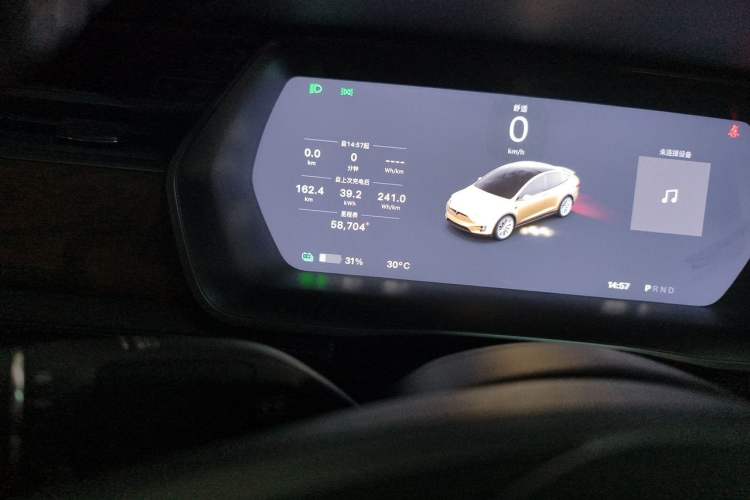 Used Tesla Model X 2019 Long-Range Version Odometer Close Up