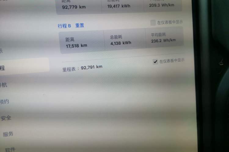 Used Tesla Model X 2020 Long-Range Upgrade Version Odometer Close Up