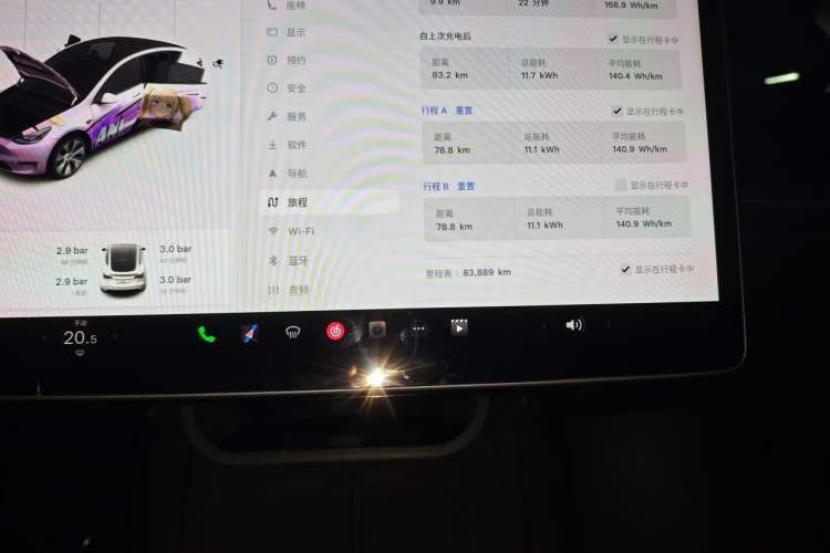 Used Tesla Model Y 2021 Standard Range Rear-Wheel Drive Version Odometer Close Up