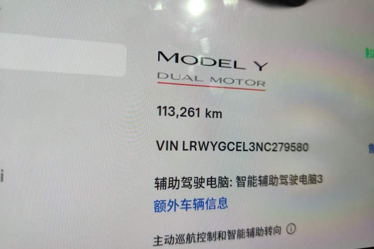Used Tesla Model Y 2021 Performance High-Performance All-Wheel-Drive Version Odometer Close Up