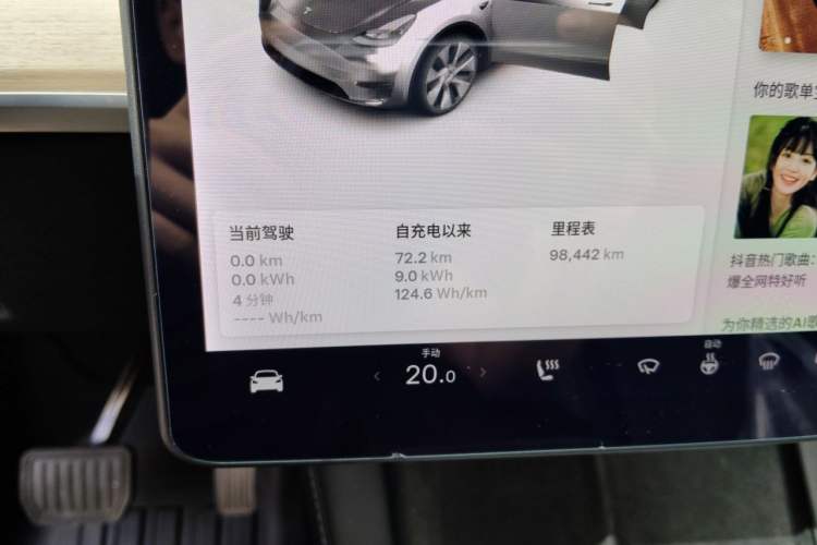 Used Tesla Model Y 2021 Standard Range Rear-Wheel Drive Version Odometer Close Up