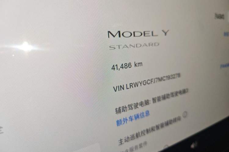 Used Tesla Model Y 2021 Standard Range Rear-Wheel Drive Version Odometer Close Up