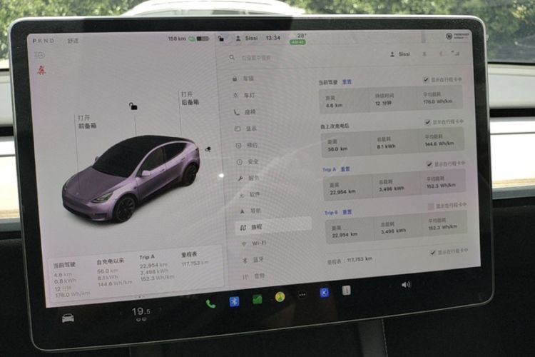 Used Tesla Model Y 2021 Standard Range Rear-Wheel Drive Version Odometer Close Up
