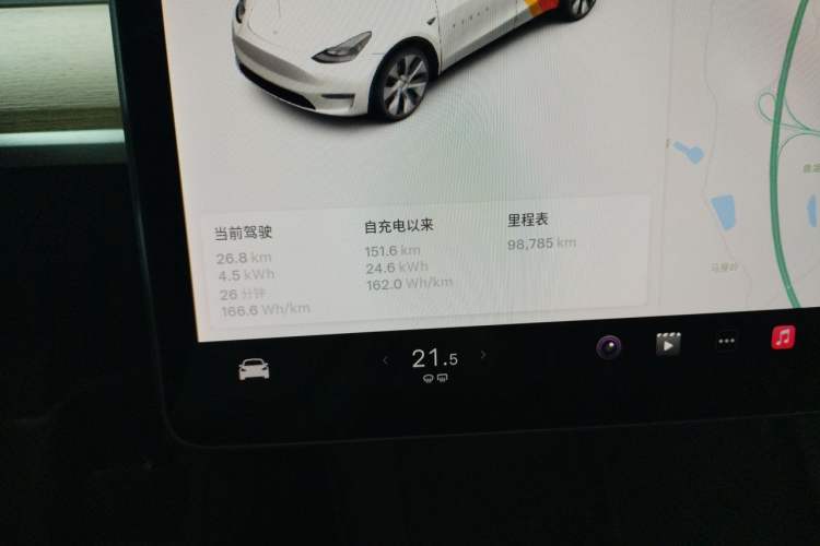 Used Tesla Model Y 2021 Standard Range Rear-Wheel Drive Version Odometer Close Up