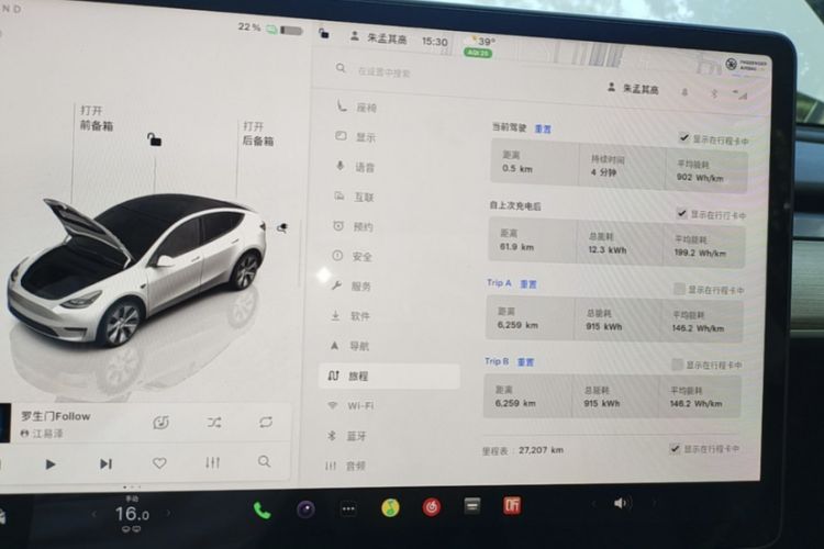 Used Tesla Model Y 2022 Rear-Wheel-Drive Version Odometer Close Up