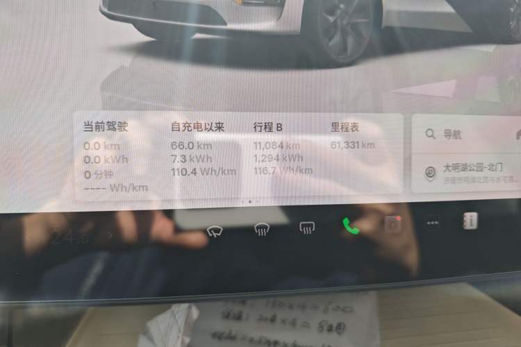 Used Tesla Model Y 2024 Rear-Wheel-Drive Version Odometer Close Up