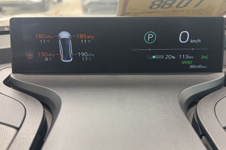 Used Toyota bZ3 2023 616 km Long-Range Premium Odometer Close Up