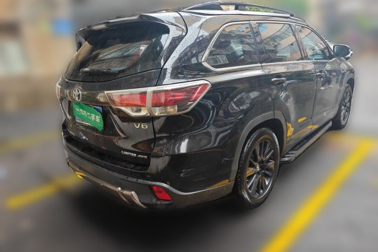 Used Toyota Highlander 2017 2.0T Four-Wheel Drive Black Edition Limited Model Rear Right 45 Deg
