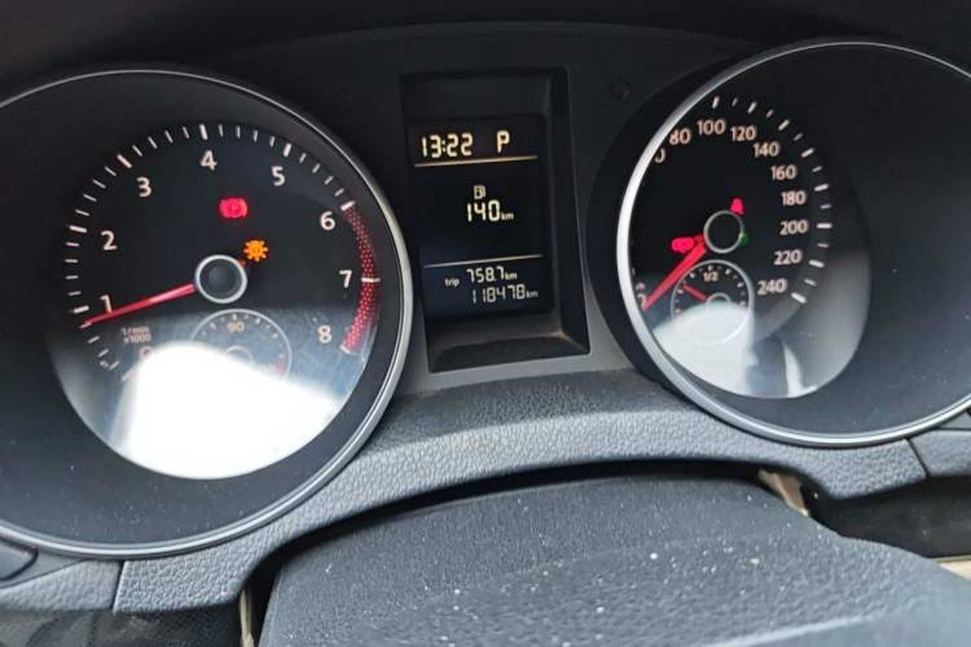Used Volkswagen Golf 2012 1.6L Automatic Comfort Model Odometer Close Up