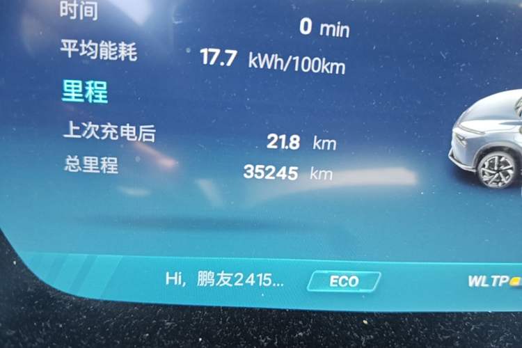 Used XPeng G3 2022 G3i 460N Odometer Close Up