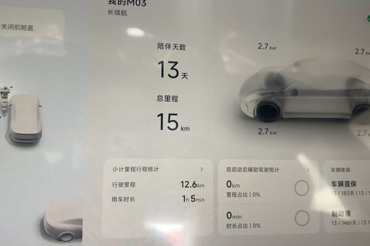 Used XPeng MONA M03 2026 Model, 610 Ultra-Long-Range Max Odometer Close Up