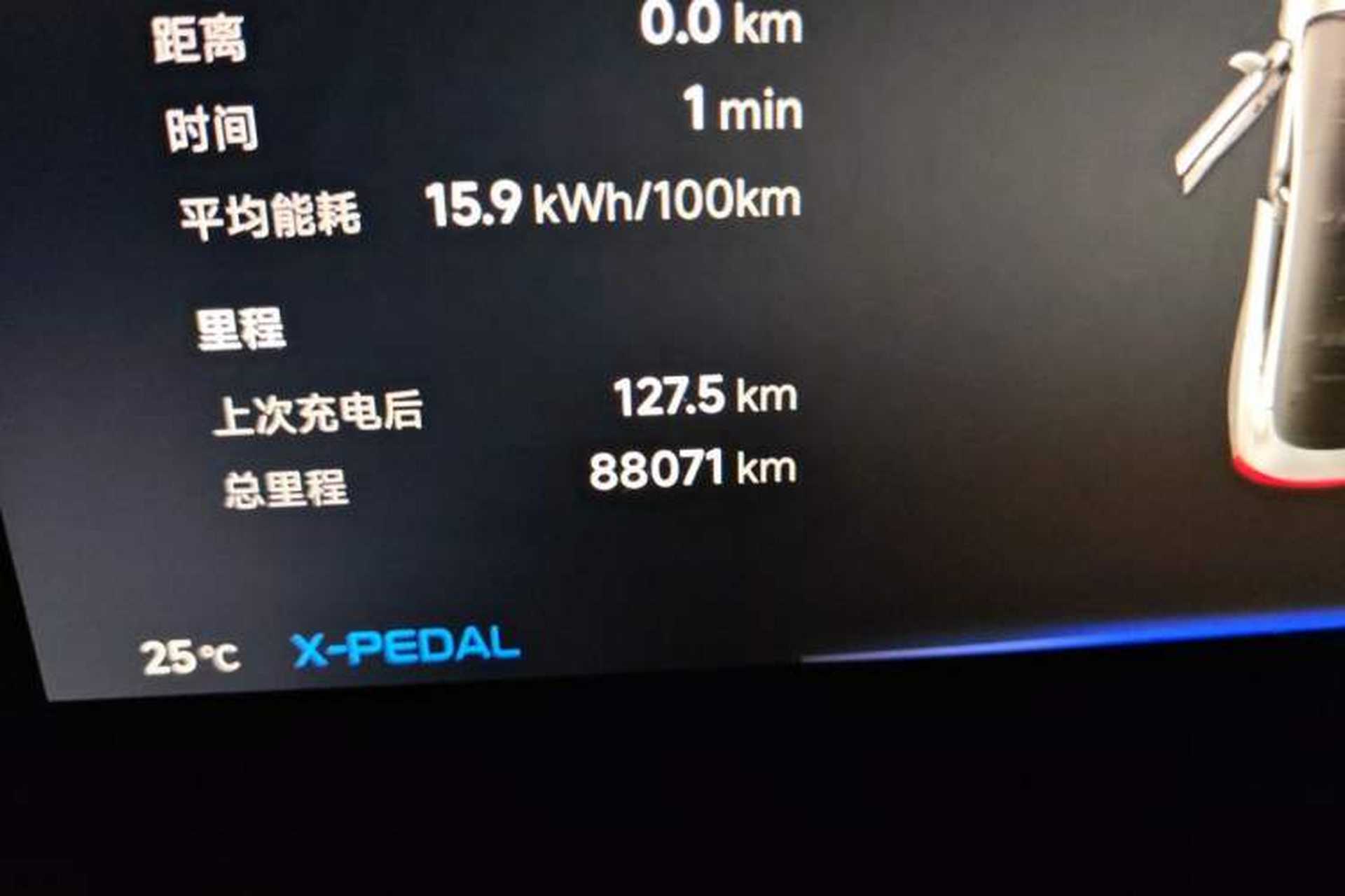 Used XPeng P7 2020 586E Odometer Close Up