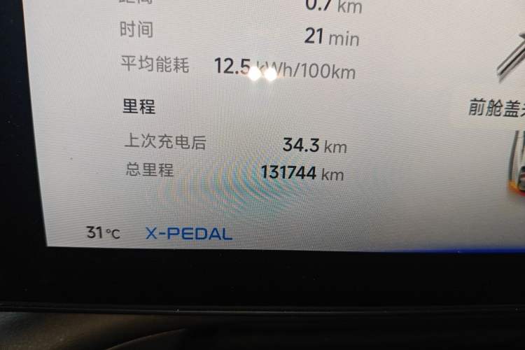 Used XPeng P7 2021 670G Odometer Close Up