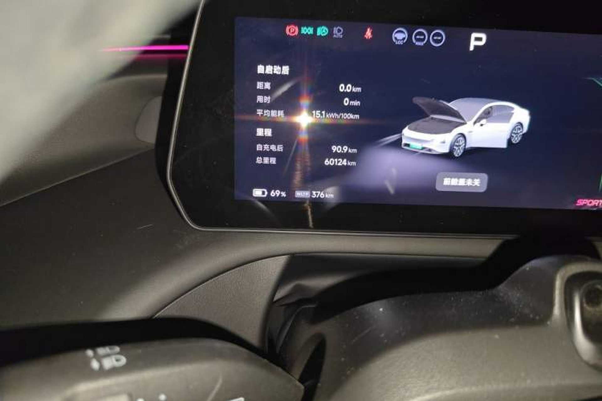 Used XPeng P7 2023 P7i 702 Pro Odometer Close Up