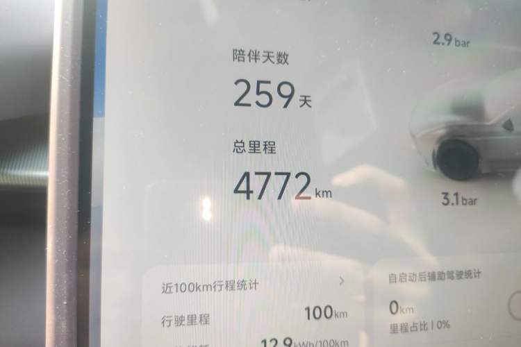 Used XPeng P7 2025 Model—820 Ultra Long Range Ultra Odometer Close Up