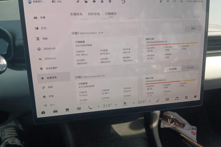 Used Zeekr 007 2024 Four-Wheel Drive Intelligent Driving Version 100 kWh Audio And AC Panel