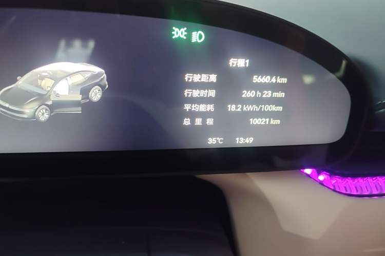 Used Zeekr 007 2025 Long-Range Rear-Wheel-Drive Intelligent Driving Version 100 kWh Odometer Close Up
